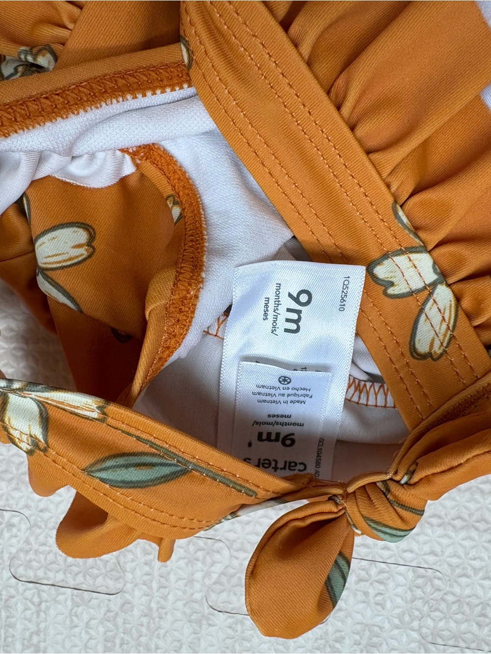 Carter's Rust Floral Ruffle One-Piece Swimsuit - Picture 3 of 11